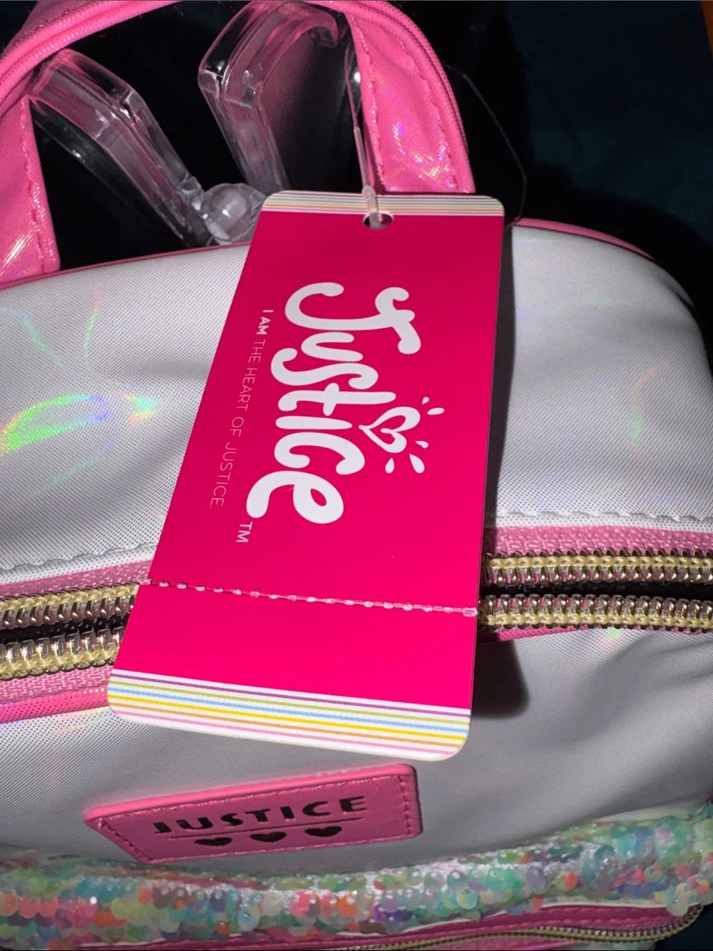 Justice Iridescent Pink Sequin Mini Backpack
